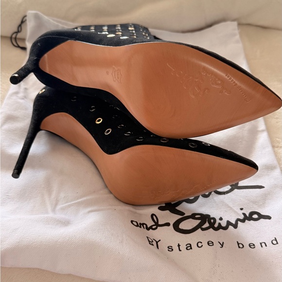 Alice + Olivia Black Eyelet Heeled Boots - Picture 4 of 5